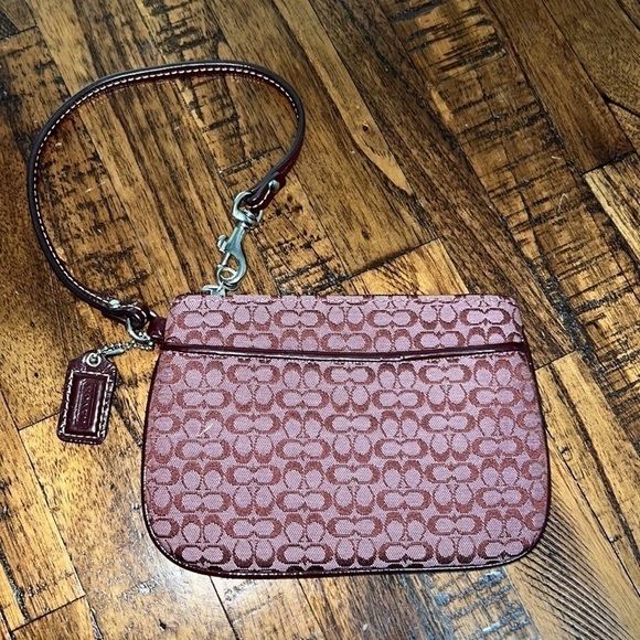 Coach Maroon/Purple Signature Logo Wristlet - Picture 2 of 8